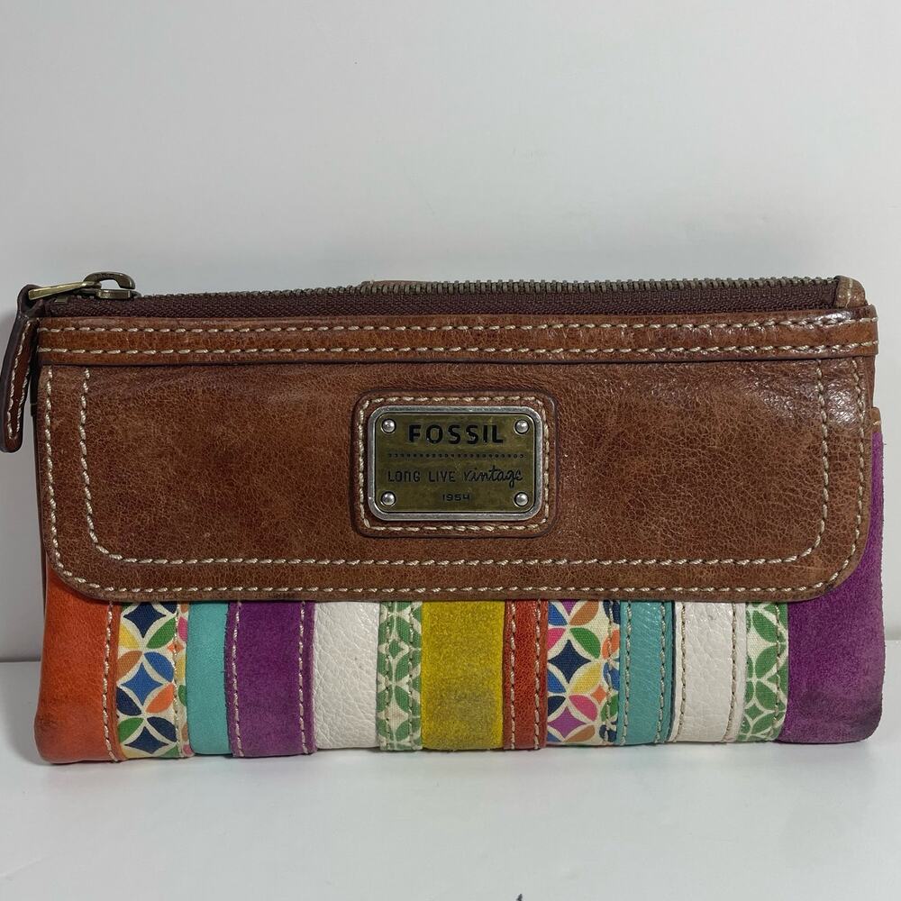 Fossil Colorful Striped Leather Wallet